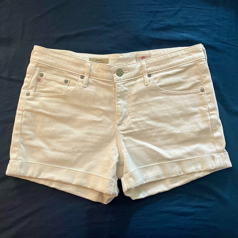 AG Adriano Goldschmied The Hailey Ex Boyfriend Roll Up Jean Shorts White - Sz 30